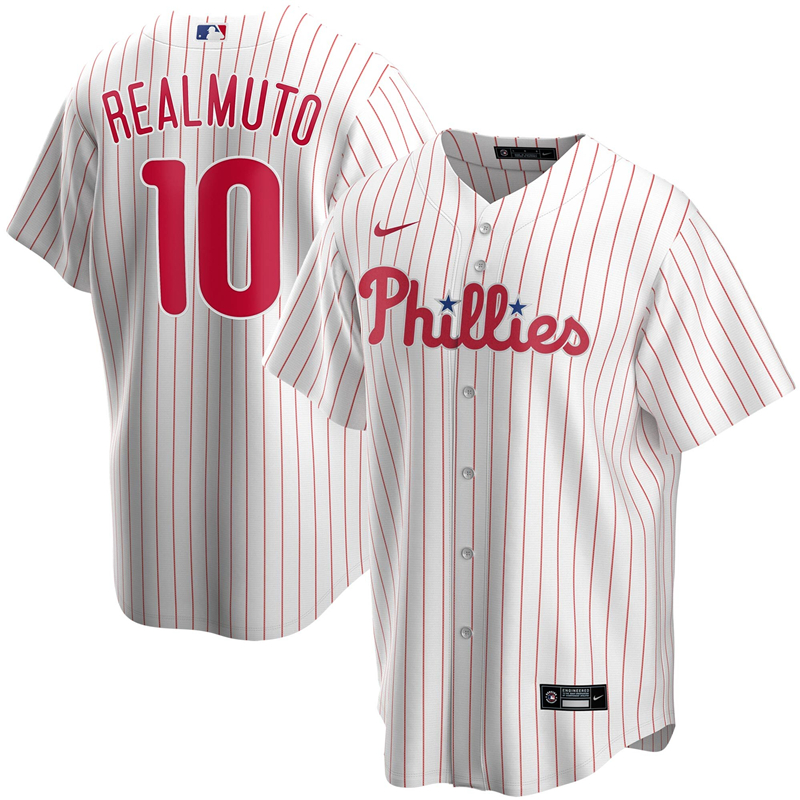 2020 MLB Men Philadelphia Phillies #10 JT Realmuto Nike White Home 2020 Replica Player Jersey 1